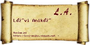 Lövi Anikó névjegykártya